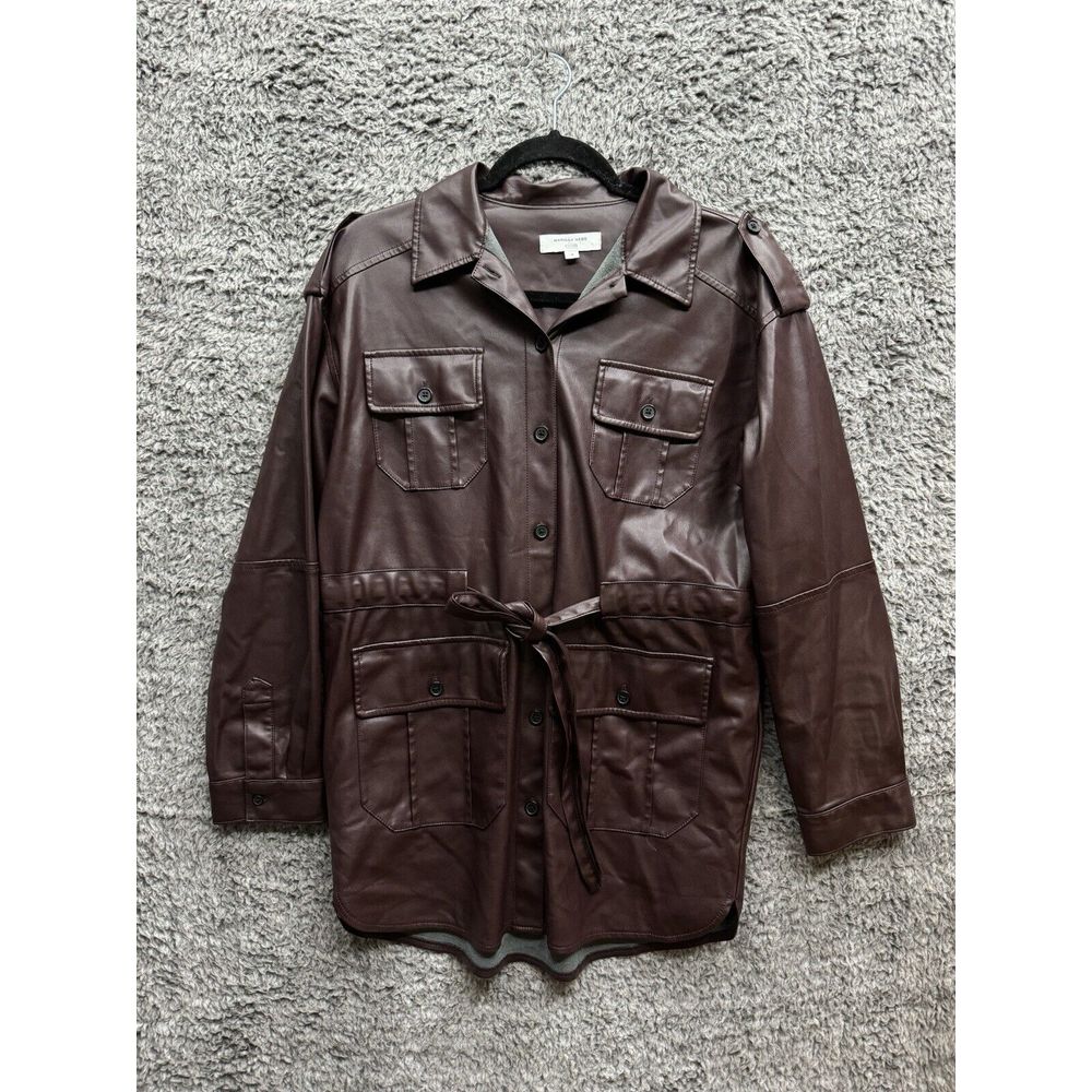 Marissa Webb Faux Leather Brown Shacket Size 4